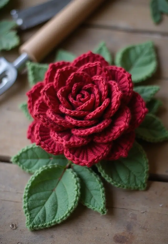 28 Stunning Flower Crochet Tutorials with 3D Designs and Petal Variations - 2. Vibrant Rose with Layered Petals