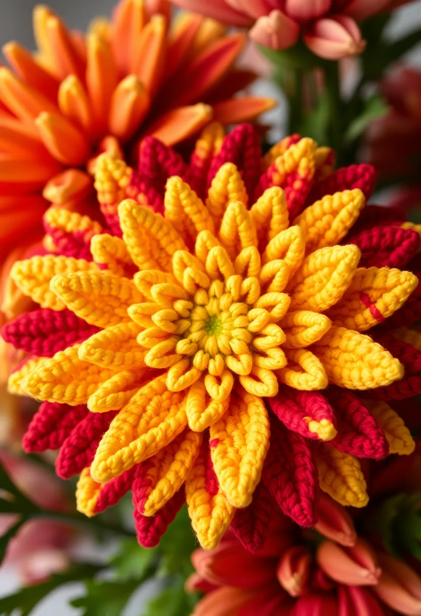 28 Stunning Flower Crochet Tutorials with 3D Designs and Petal Variations - 20. Lovely Chrysanthemum with Textured Petals