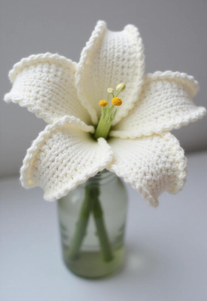 28 Stunning Flower Crochet Tutorials with 3D Designs and Petal Variations - 6. Delicate Lily with Flared Petals