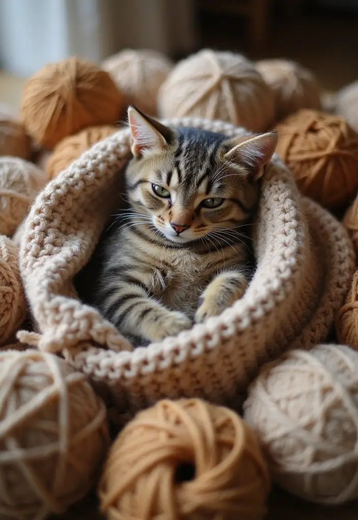 30 Adorable Crochet Animals Free Patterns from Bears to Elephants - 10. Snuggly Crochet Cat