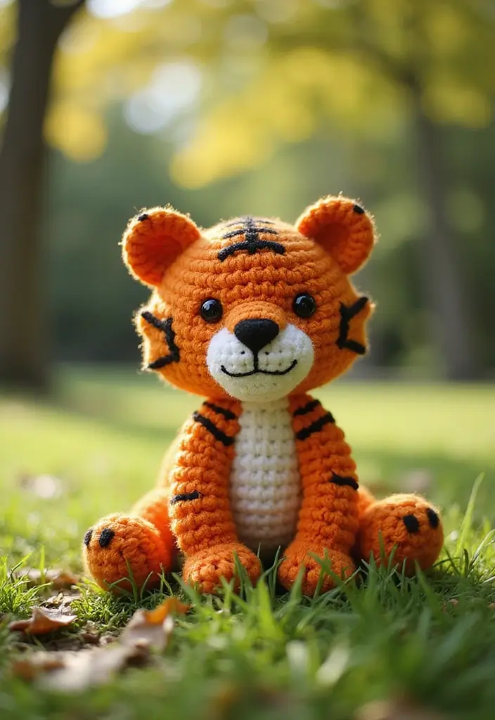30 Adorable Crochet Animals Free Patterns from Bears to Elephants - 17. Cute Crochet Tiger
