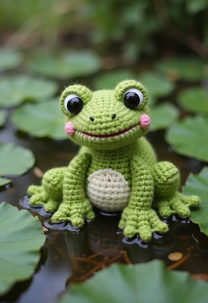 30 Adorable Crochet Animals Free Patterns from Bears to Elephants - 18. Happy Crochet Frog