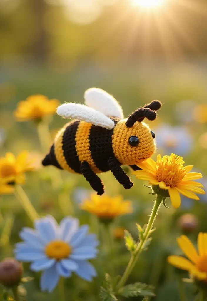 30 Adorable Crochet Animals Free Patterns from Bears to Elephants - 24. Charming Crochet Bee