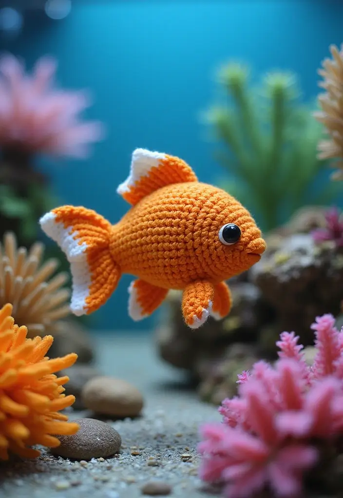 30 Adorable Crochet Animals Free Patterns from Bears to Elephants - 25. Lovely Crochet Goldfish