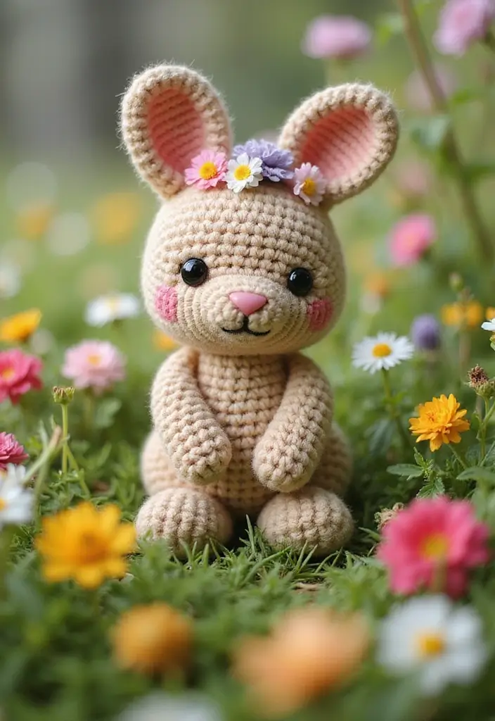 30 Adorable Crochet Animals Free Patterns from Bears to Elephants - 3. Charming Crochet Bunny