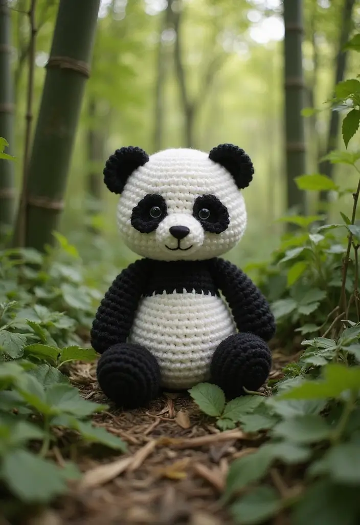 30 Adorable Crochet Animals Free Patterns from Bears to Elephants - 5. Playful Crochet Panda
