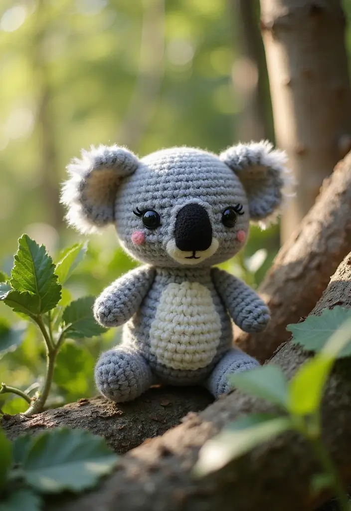 30 Adorable Crochet Animals Free Patterns from Bears to Elephants - 7. Cheerful Crochet Koala