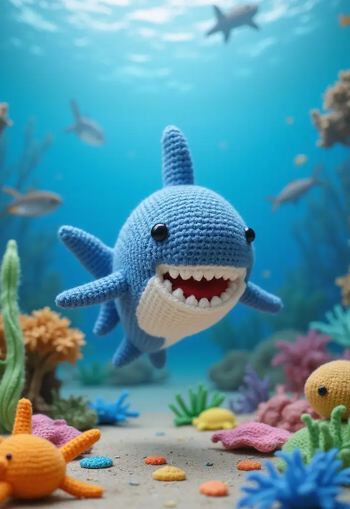 30 Adorable Crochet Animals Free Patterns from Bears to Elephants - 9. Adorable Crochet Shark