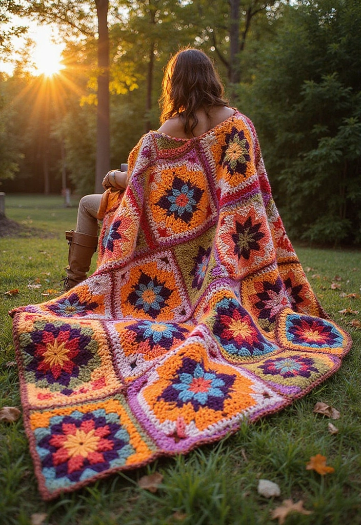 30 Beautiful Granny Square Crochet Patterns Free with Modern Layouts and Motif Ideas - 10. Summer Sunset Granny Squares