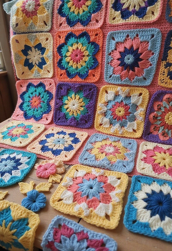 30 Beautiful Granny Square Crochet Patterns Free with Modern Layouts and Motif Ideas - 11. Graphghan Granny Squares