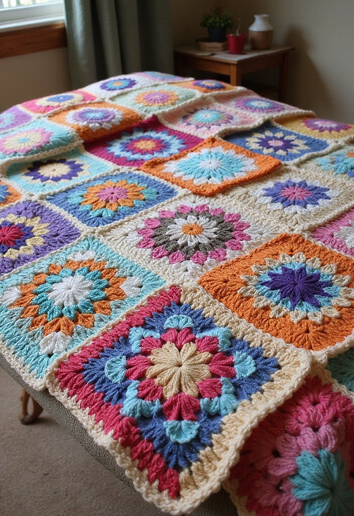 30 Beautiful Granny Square Crochet Patterns Free with Modern Layouts and Motif Ideas - 14. Patchwork Granny Squares