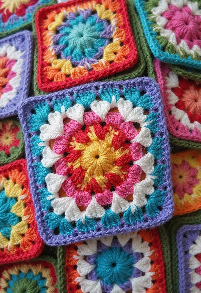 30 Beautiful Granny Square Crochet Patterns Free with Modern Layouts and Motif Ideas - 17. Layered Granny Squares