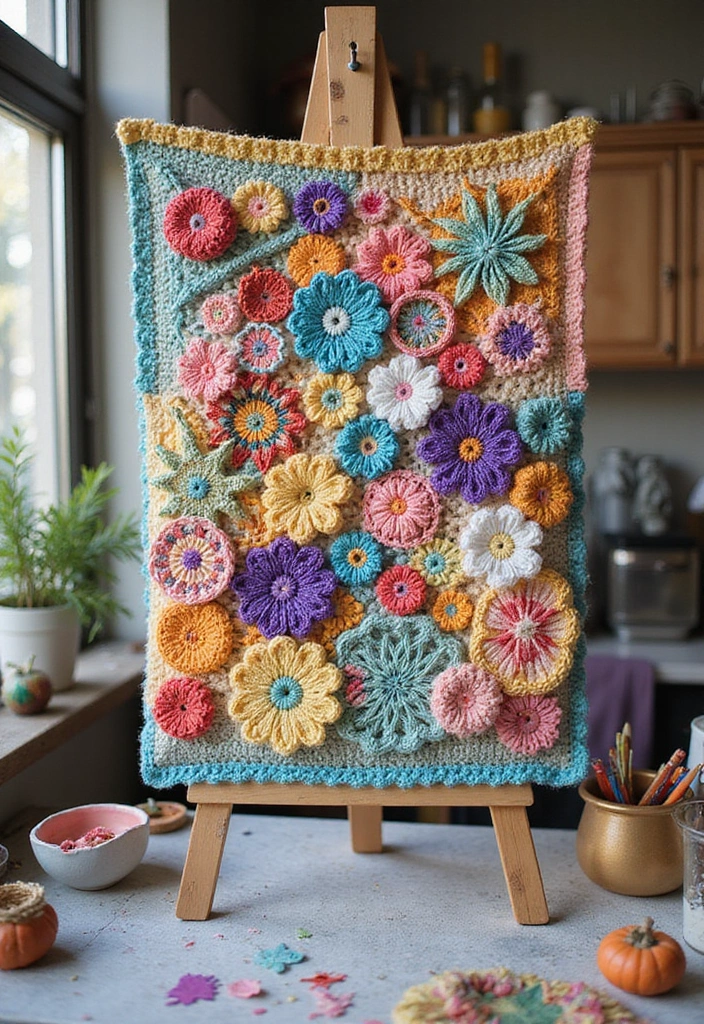 30 Colorful Crochet Tapestry Patterns: Free Charts for Your Home Decor - 17. Mixed Media Tapestries