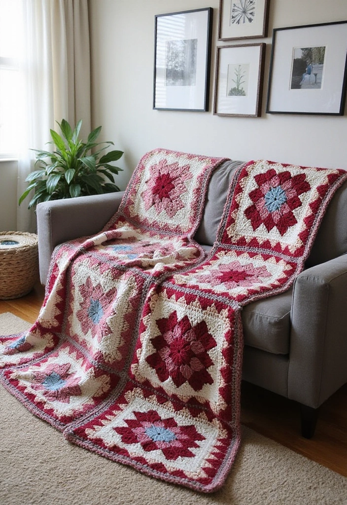 30 Cozy Crochet Granny Square Blanket Ideas with Creative Layouts - 13. Large Scale Patterns