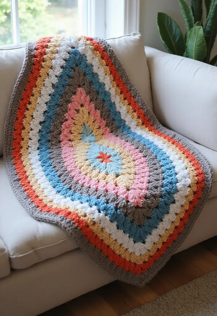 30 Cozy Crochet Granny Square Blanket Ideas with Creative Layouts - 18. Layered Granny Squares