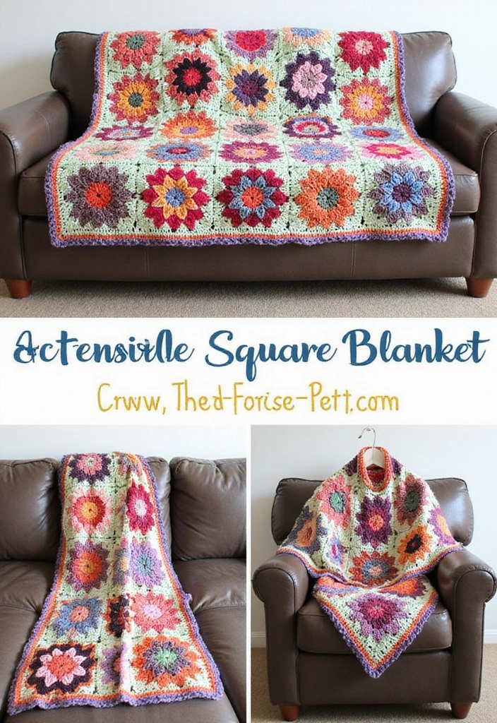 30 Cozy Crochet Granny Square Blanket Ideas with Creative Layouts - 20. Convertible Granny Square Blankets