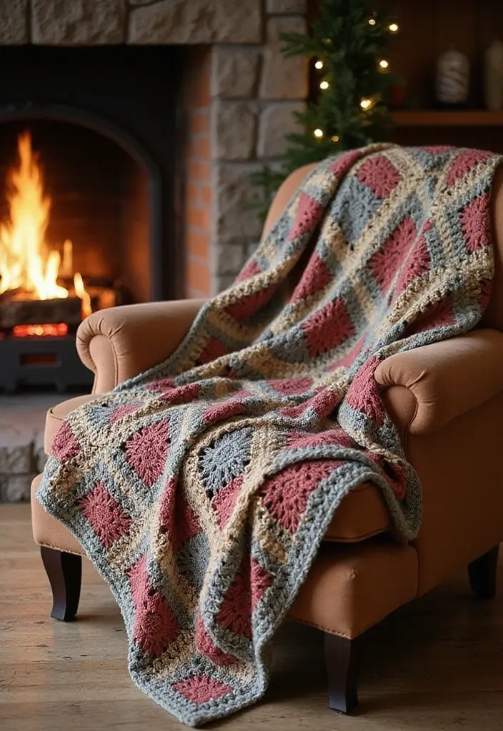 30 Cozy Crochet Granny Square Blanket Ideas with Creative Layouts - 28. Cozy Winter Throws
