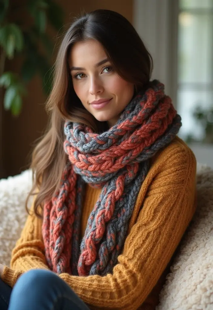 30 Cozy and Colorful Crochet Scarf Patterns Free Inspirations - 13. Braided Scarf