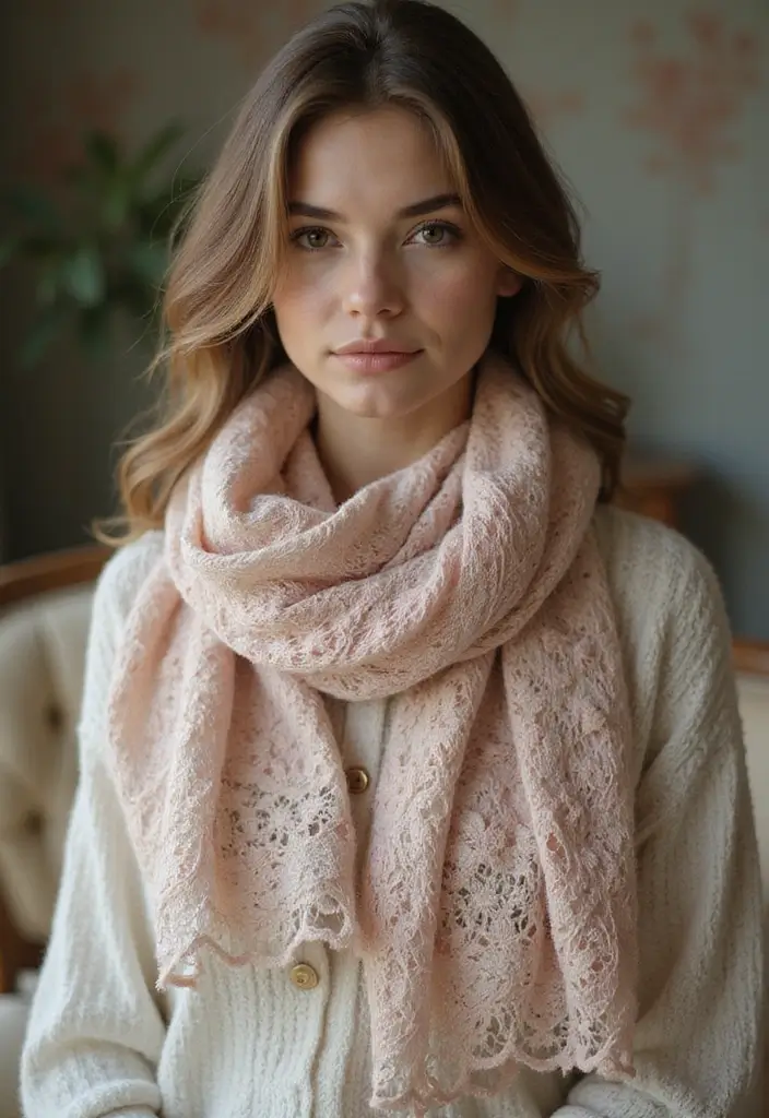 30 Cozy and Colorful Crochet Scarf Patterns Free Inspirations - 14. Vintage Lace Scarf