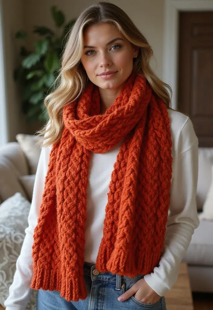 30 Cozy and Colorful Crochet Scarf Patterns Free Inspirations - 17. Oversized Scarf
