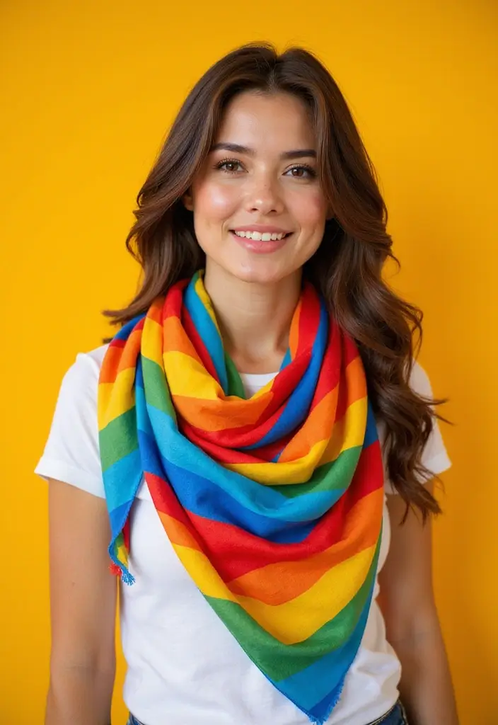 30 Cozy and Colorful Crochet Scarf Patterns Free Inspirations - 18. Colorful Striped Scarf