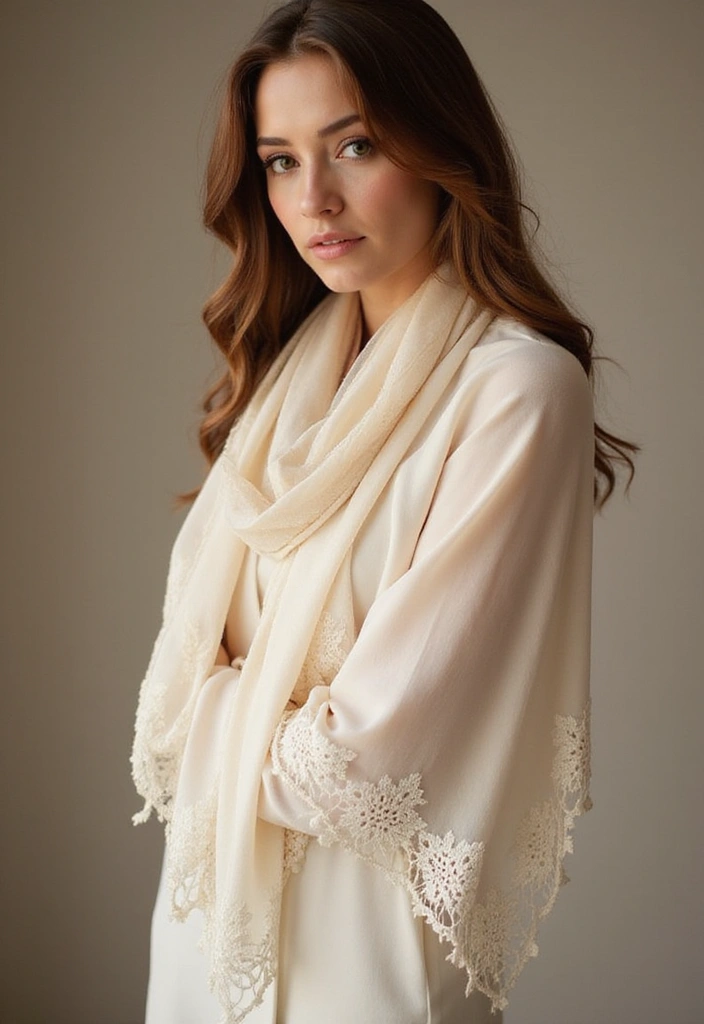 30 Cozy and Colorful Crochet Scarf Patterns Free Inspirations - 19. Lace Trim Scarf