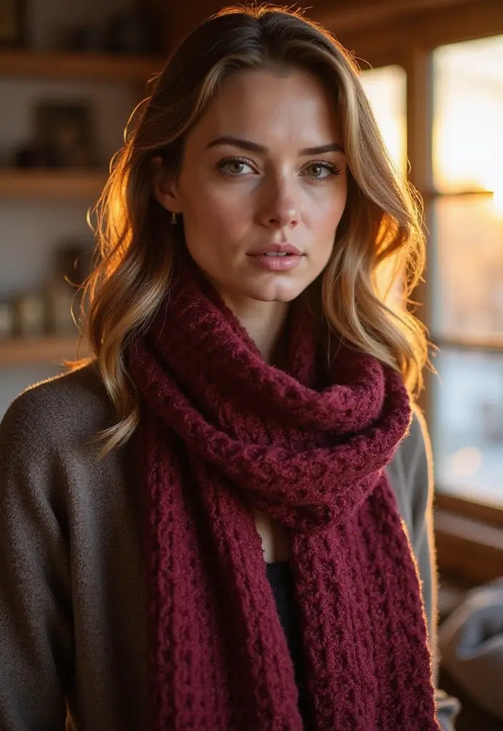 30 Cozy and Colorful Crochet Scarf Patterns Free Inspirations - 3. Textured Waffle Stitch Scarf