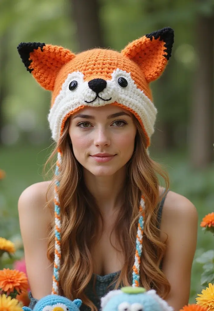 30 Creative Crochet Doll Clothes Free Pattern Ideas for Miniature Fashion Lovers - 17. Fun Animal Hat