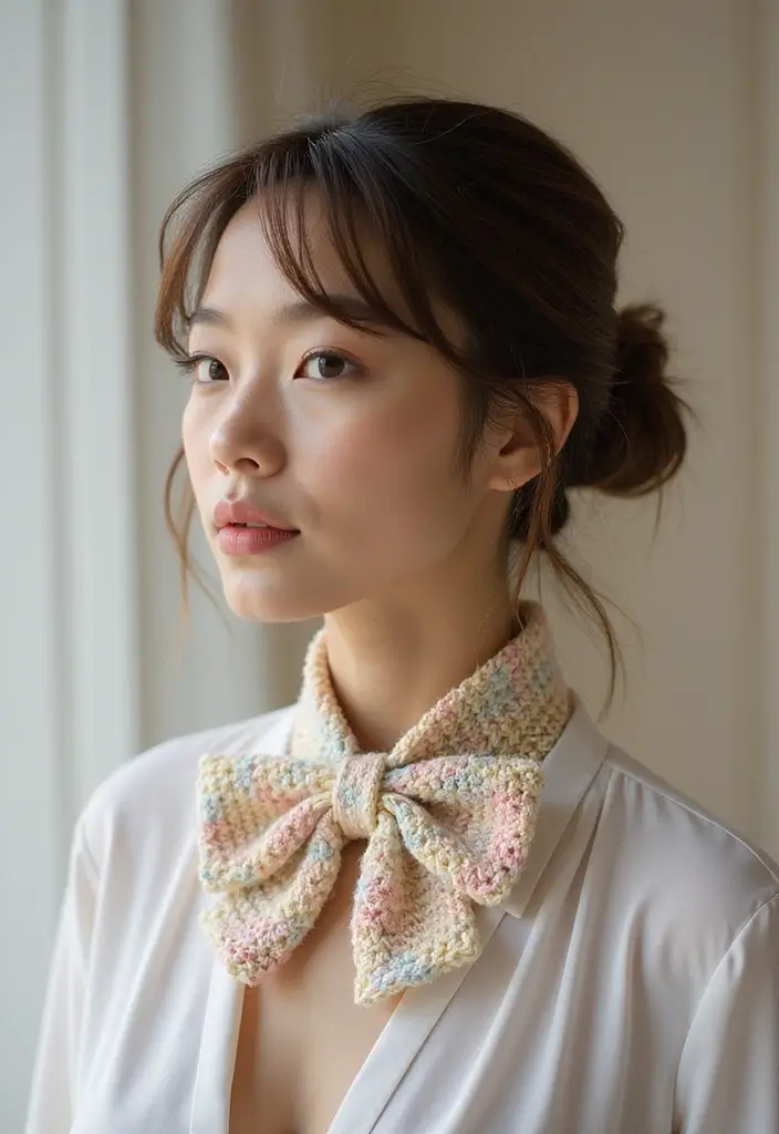 30 Creative Crochet Doll Clothes Free Pattern Ideas for Miniature Fashion Lovers - 18. Sweet Bow Tie