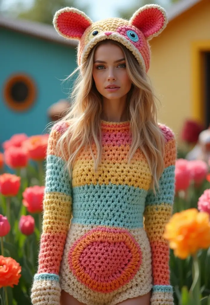 30 Creative Crochet Doll Clothes Free Pattern Ideas for Miniature Fashion Lovers - 22. Quirky Animal Costume