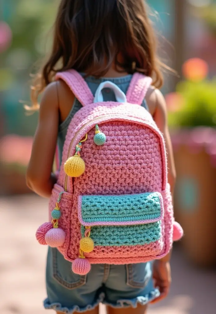 30 Creative Crochet Doll Clothes Free Pattern Ideas for Miniature Fashion Lovers - 30. Adorable Backpack
