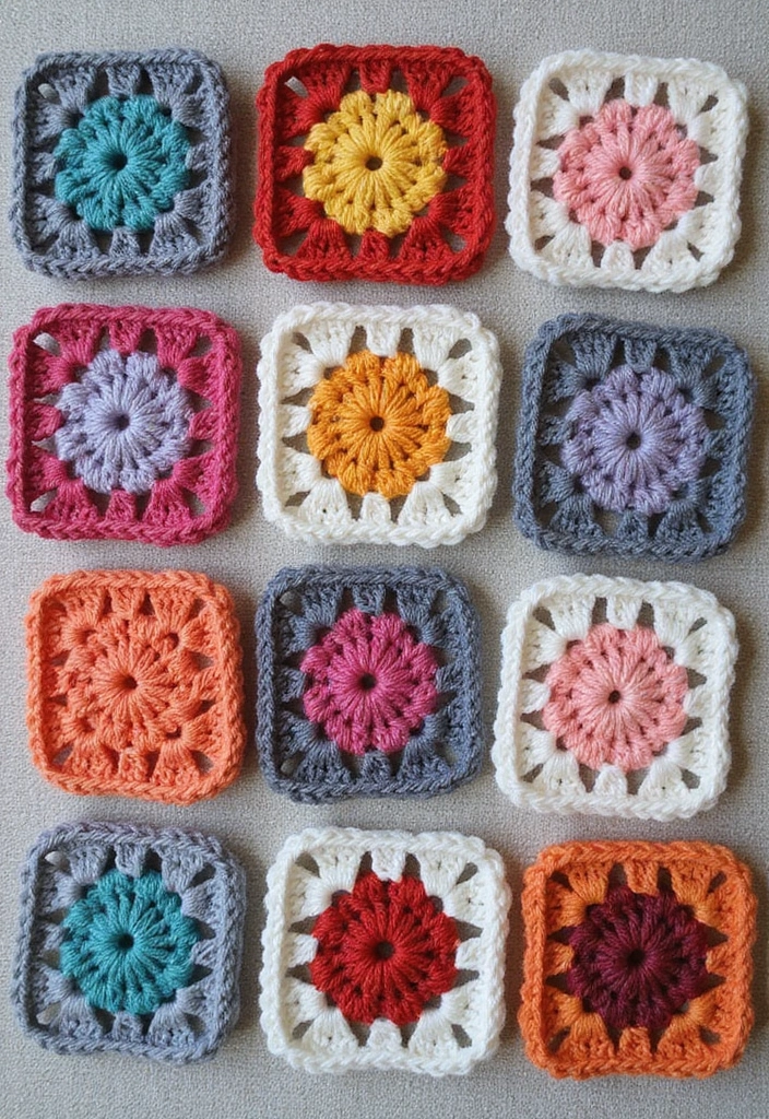 30 Creative Ideas on How to Crochet a Granny Square with Modern Color Combinations and Borders - 12. Textured Granny Square