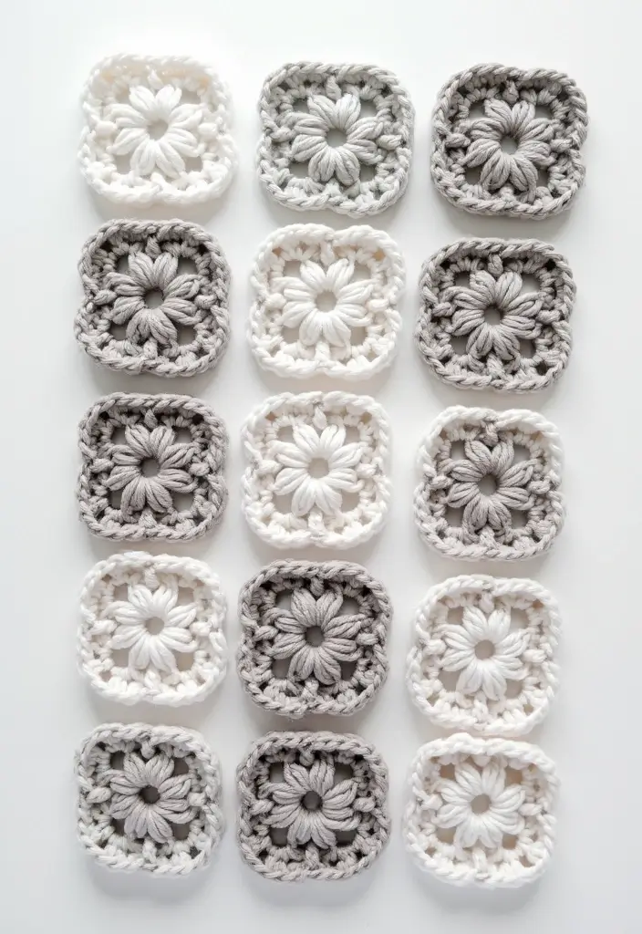 30 Creative Ideas on How to Crochet a Granny Square with Modern Color Combinations and Borders - 15. Minimalist Design Granny Square