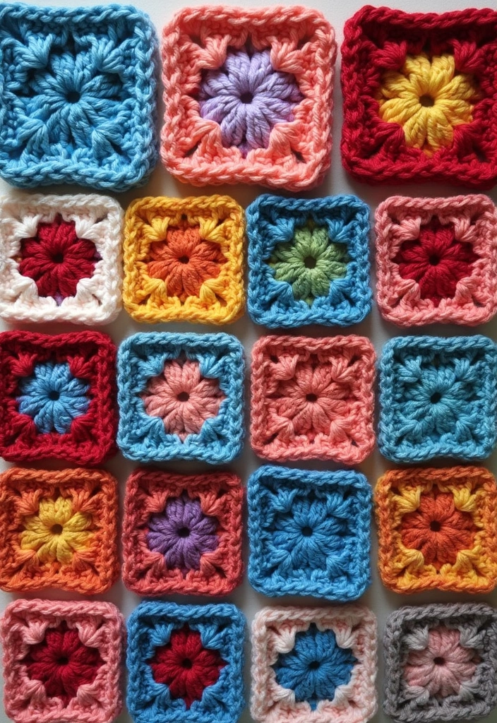 30 Creative Ideas on How to Crochet a Granny Square with Modern Color Combinations and Borders - 20. Block Color Granny Square