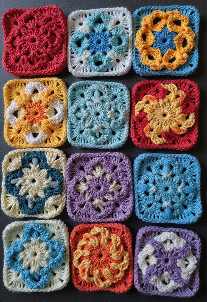 30 Creative Ideas on How to Crochet a Granny Square with Modern Color Combinations and Borders - 23. Canvas Style Granny Square