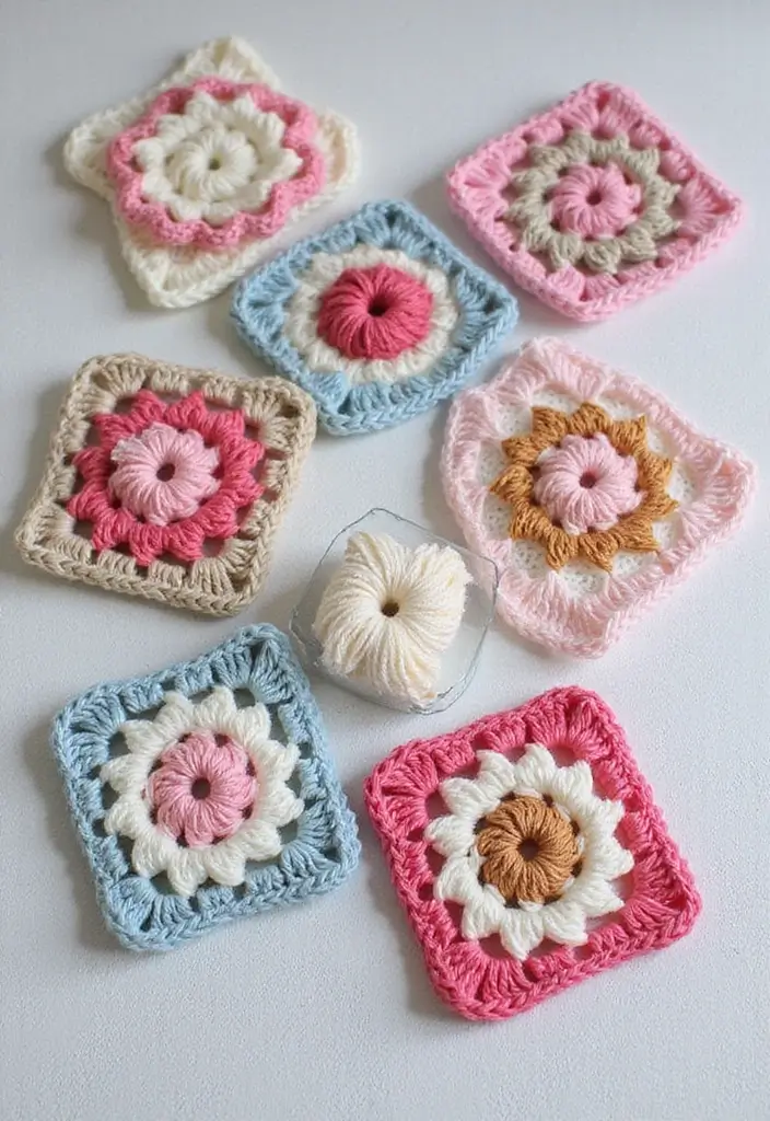 30 Creative Ideas on How to Crochet a Granny Square with Modern Color Combinations and Borders - 26. Picot Border Granny Square