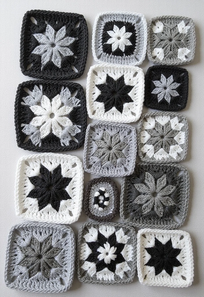 30 Creative Ideas on How to Crochet a Granny Square with Modern Color Combinations and Borders - 9. Geometric Pattern Granny Square