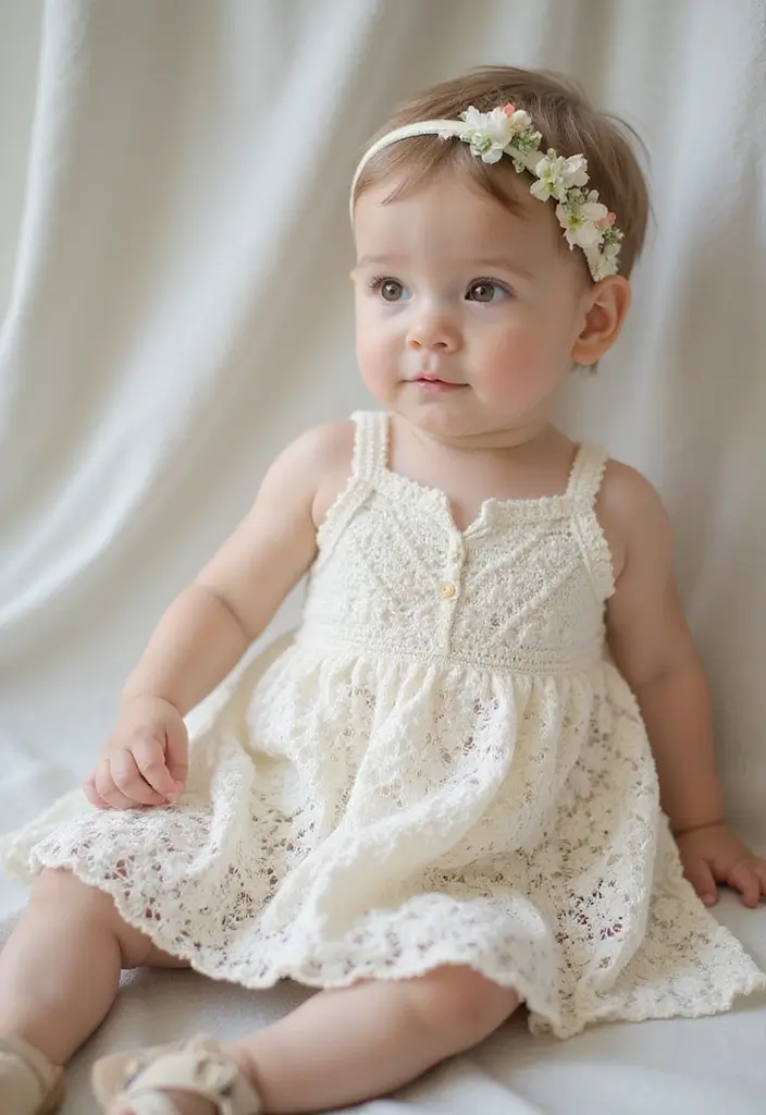 30 Crochet Baby Dress Free Pattern Inspirations with Charming and Easy Designs - 1. Sweetheart Lace Dress