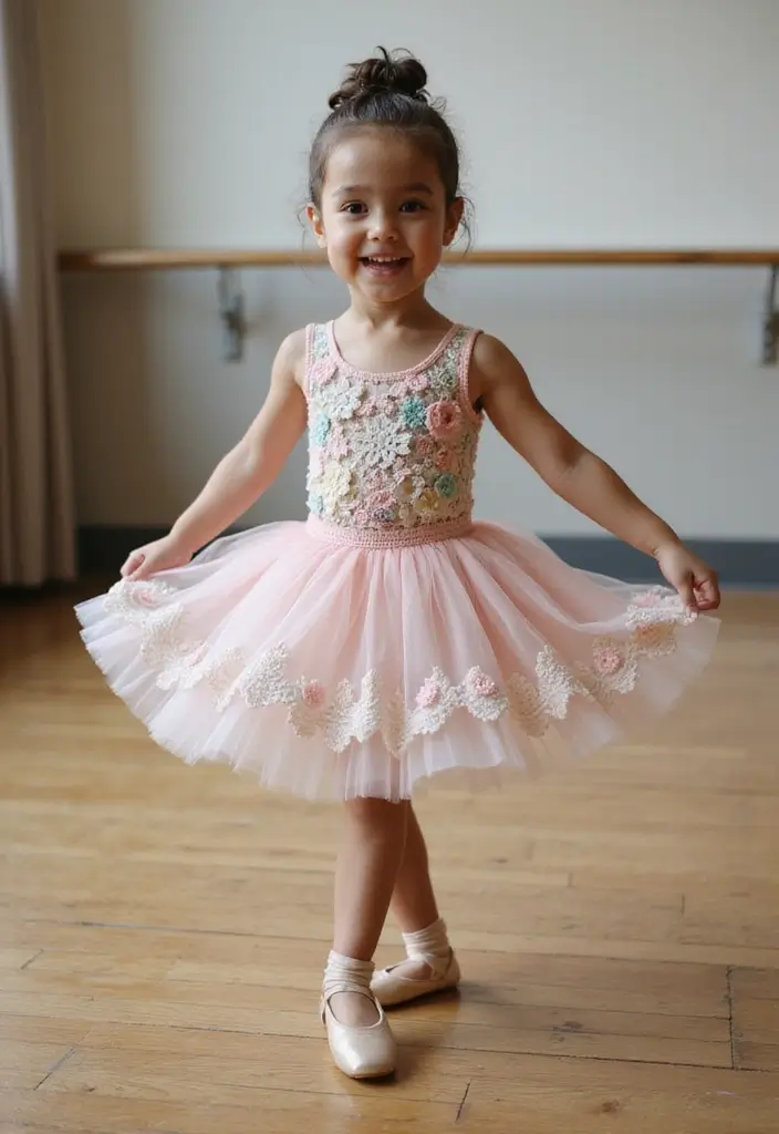 30 Crochet Baby Dress Free Pattern Inspirations with Charming and Easy Designs - 10. Twirly Tulle Dress