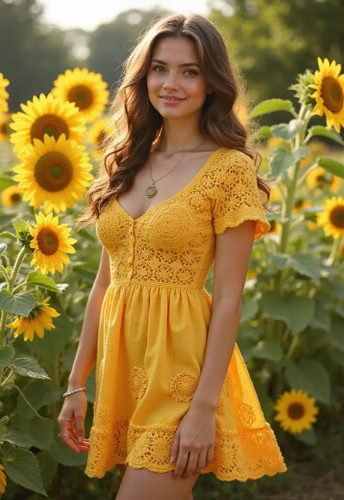 30 Crochet Baby Dress Free Pattern Inspirations with Charming and Easy Designs - 21. Sunflower Dress