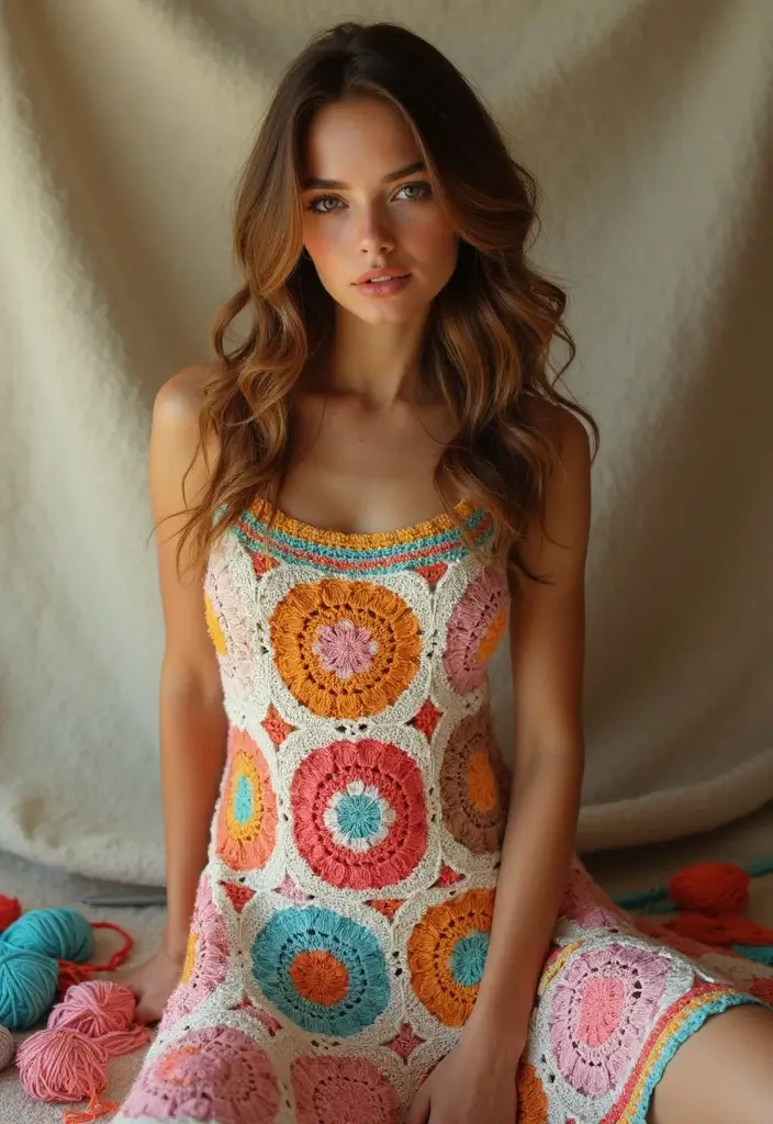 30 Crochet Baby Dress Free Pattern Inspirations with Charming and Easy Designs - 5. Vintage Granny Square Dress