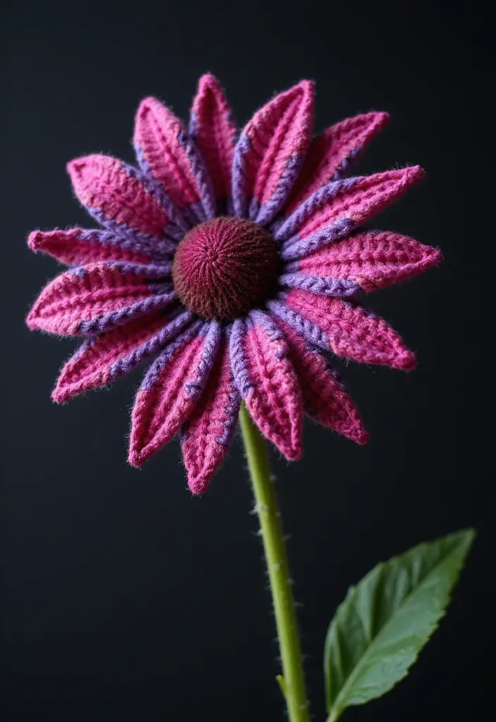 30 Crochet Flowers Free Pattern Tutorials for Home Decor and Accessories - 17. Funky Echinacea