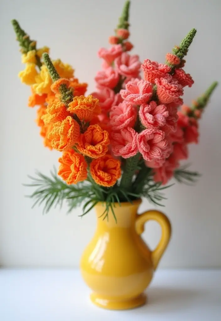 30 Crochet Flowers Free Pattern Tutorials for Home Decor and Accessories - 24. Fun Snapdragon