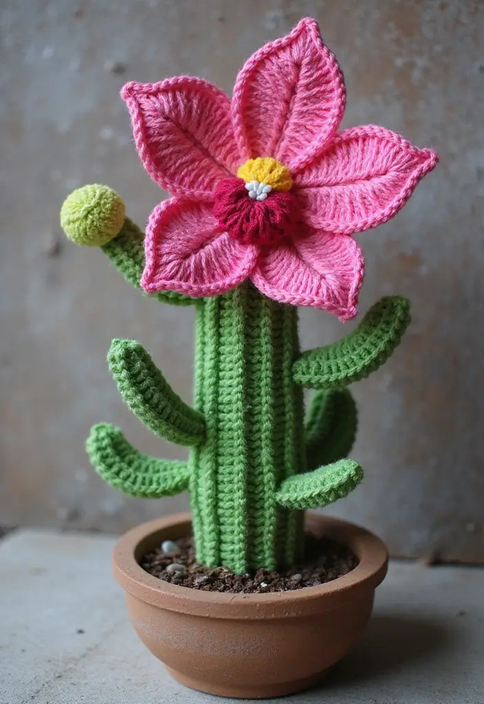 30 Crochet Flowers Free Pattern Tutorials for Home Decor and Accessories - 29. Enchanting Orchid Cactus