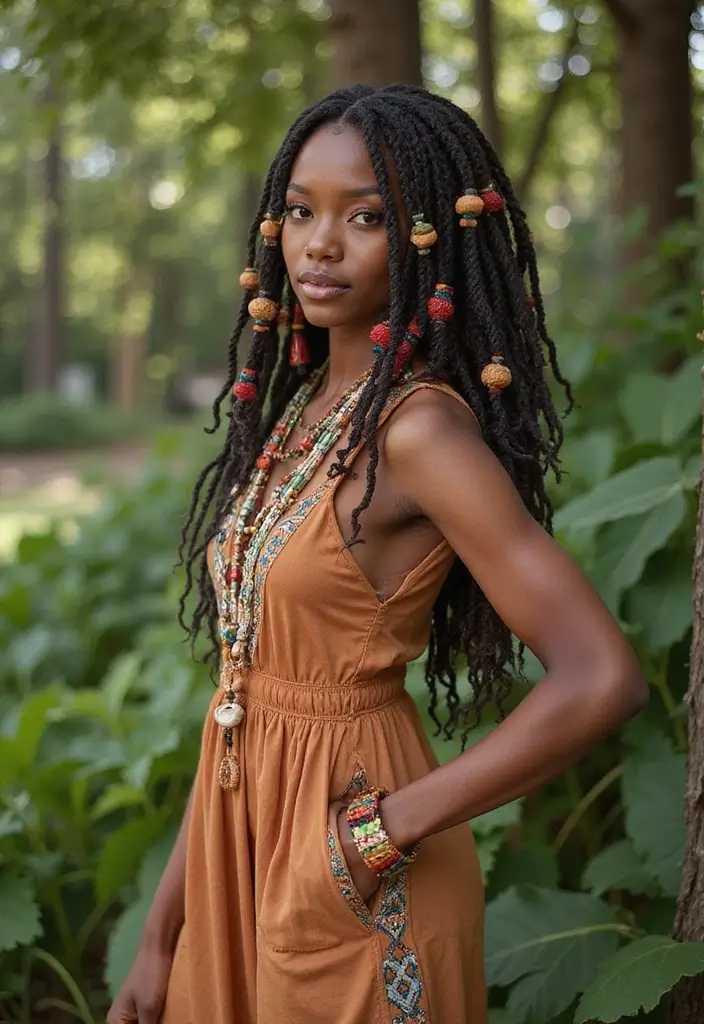 30 Elegant Crochet Styles for Black Women Featuring Curls - 11. Tribal-Inspired Twists
