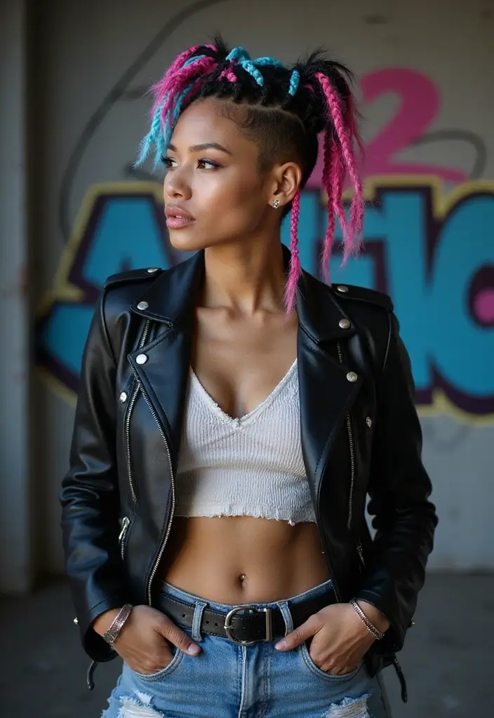 30 Elegant Crochet Styles for Black Women Featuring Curls - 17. Edgy Crochet Cuts