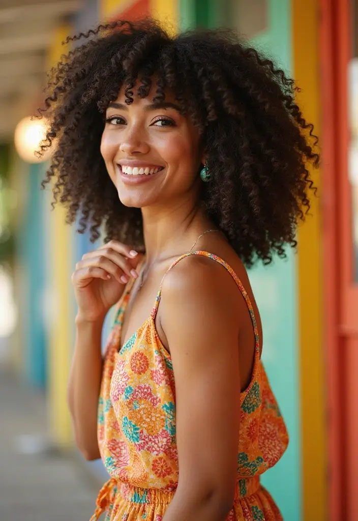 30 Elegant Crochet Styles for Black Women Featuring Curls - 21. Curly Crochet Bangs