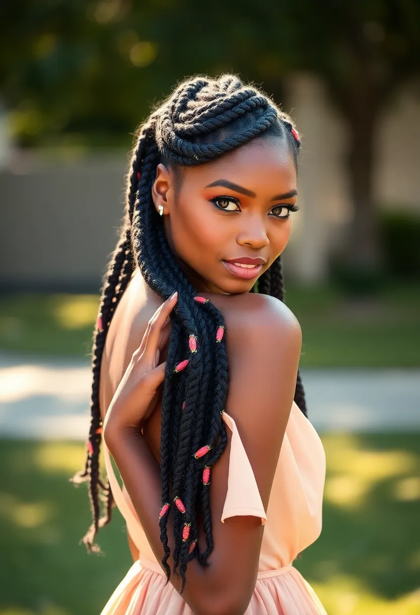 30 Elegant Crochet Styles for Black Women Featuring Curls - 5. Side-Swept Crochet Twists