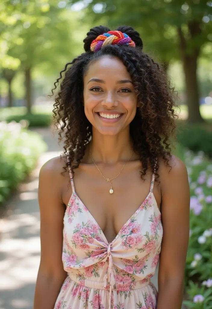 30 Elegant Crochet Styles for Black Women Featuring Curls - 7. Half-Up Twists