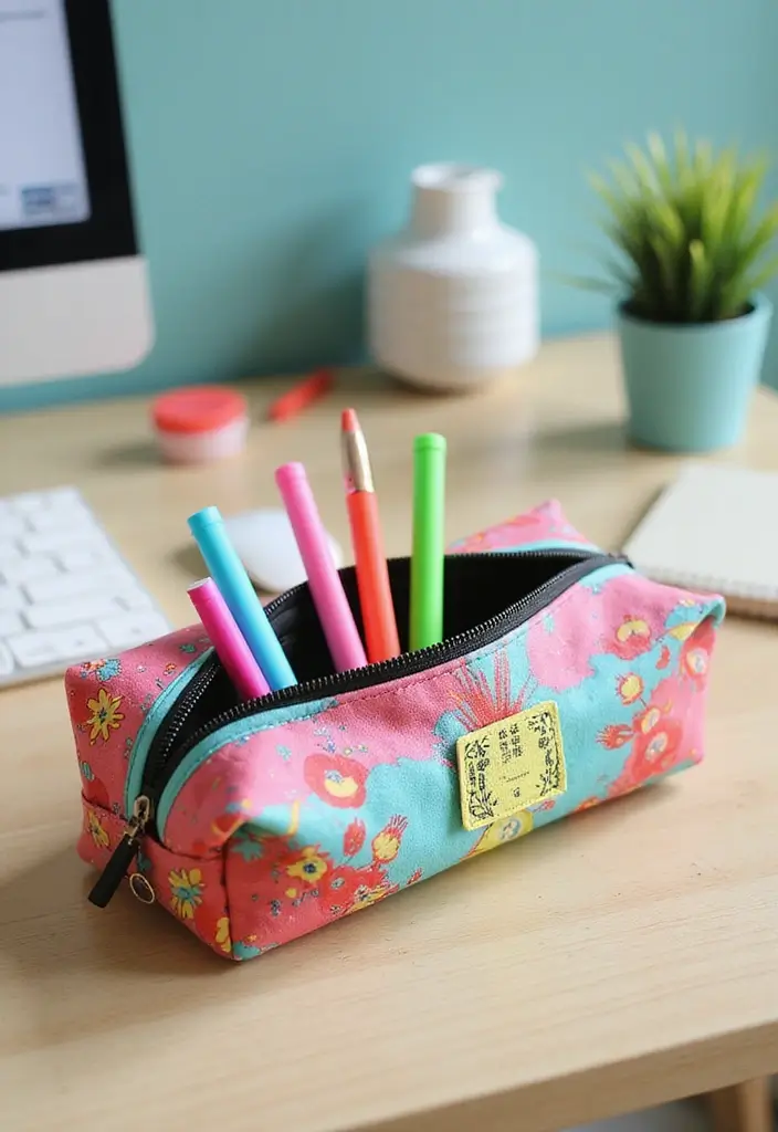 30 Fashionable Crochet Bag Patterns: Free Tutorials for Handmade Fashion Lovers - 20. Colorful Pencil Case